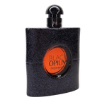 Yves Saint Laurent Black Opium perfume bottle for women, 3 oz, with a sleek black design and gold accents, on a neutral background